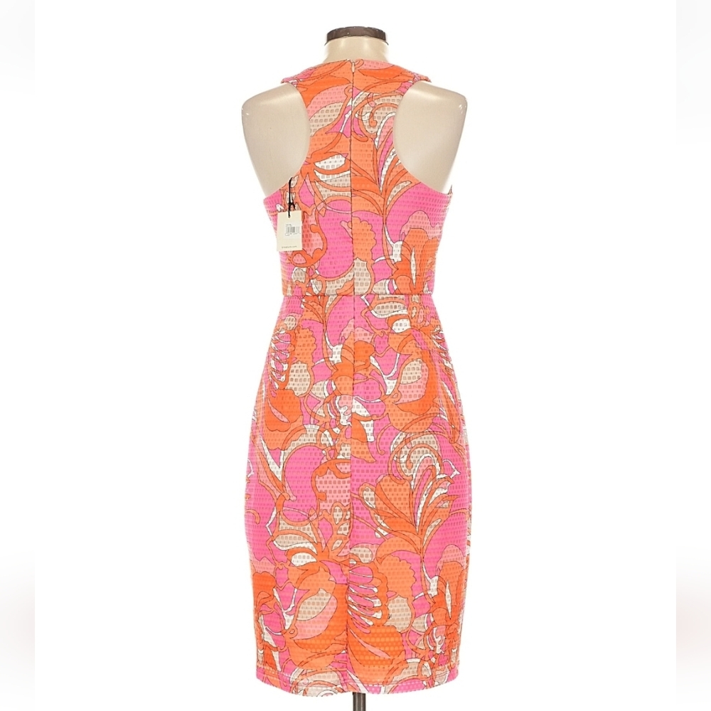 Trina Turk Pink Abstract Floral Sheath Dress Racer Back Size 2 NWT - Picture 5 of 11